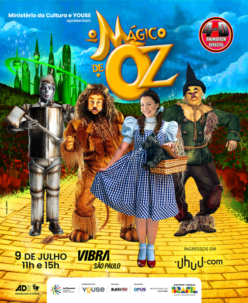Youse patrocina “O Mágico de Oz” no Vibra São Paulo em julho